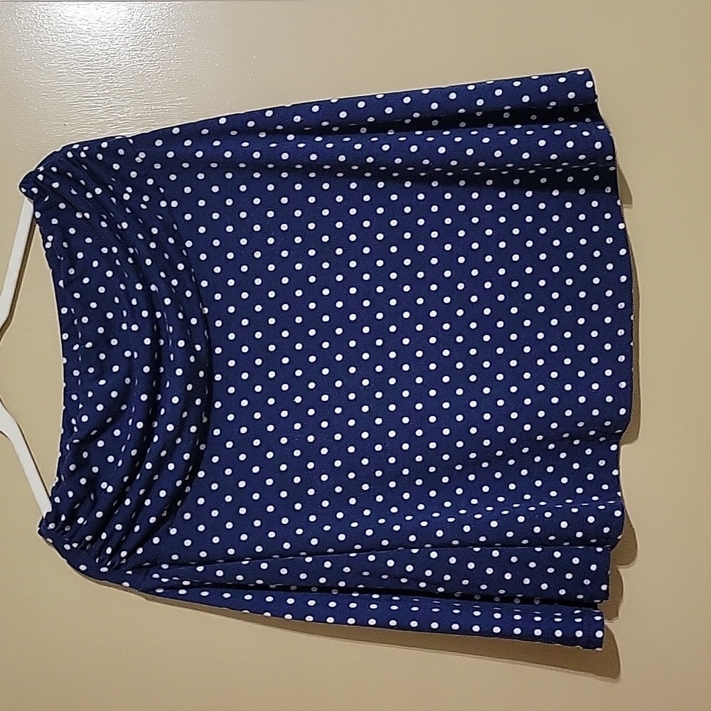 Navy & White Polka Dot Cotton Skirt Women's XL